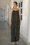 Buy_Taro_Black Handwoven Cotton Blend Embroidery Round Kurta And Pant Set _at_Aza_Fashions