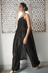 Taro_Black Handwoven Cotton Blend Embroidery Round Kurta And Pant Set _Online_at_Aza_Fashions