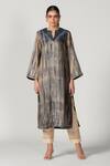 Sitaraa_Blue Tissue Silk Chanderi Tie And Dye Kurta_Online_at_Aza_Fashions