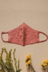 Shop_Sitaraa_Pink Embroidered Bead Face Mask Single Pc_at_Aza_Fashions