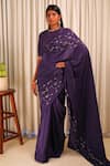 Buy_Shiori_Purple Saree- Silk Embroidery Zari Work Wildflower _at_Aza_Fashions