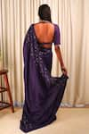 Shop_Shiori_Purple Saree- Silk Embroidery Zari Work Wildflower _at_Aza_Fashions