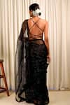 Shop_Shiori_Black Saree - Silk Organza And Embroidery Block Baag Floral _at_Aza_Fashions