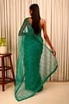 Shop_Shiori_Emerald Green Saree - Silk Organza And Embroidery Block Baag Floral _at_Aza_Fashions