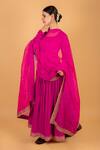Ikshita Choudhary_Pink Organza Embroidered Sequin Dupatta_Online_at_Aza_Fashions