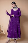 Buy_Ikshita Choudhary_Purple Cheese Cotton Sequin, Chita Round Embroidered Anarkali With Dupatta_at_Aza_Fashions