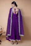 Shop_Ikshita Choudhary_Purple Cheese Cotton Sequin, Chita Round Embroidered Anarkali With Dupatta_at_Aza_Fashions