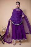 Ikshita Choudhary_Purple Cheese Cotton Sequin, Chita Round Embroidered Anarkali With Dupatta_Online_at_Aza_Fashions