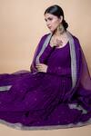 Shop_Ikshita Choudhary_Purple Cheese Cotton Sequin, Chita Round Embroidered Anarkali With Dupatta_Online_at_Aza_Fashions