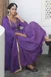 Buy_Taro_Purple Kurta And Pant Handwoven Cotton Dupatta Organza Embroidery Anarkali Set _Online_at_Aza_Fashions