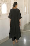 Shop_Taro_Black 100% Handwoven Cotton Embroidery V Neck Kurta And Pant Set _at_Aza_Fashions