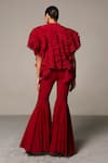 Shop Siddartha Tytler Red Twill Lycra Cotton Bell Bottom Pant at Aza Fashions Shop_Siddartha Tytler_Red Twill Lycra Cotton Bell Bottom Pant _at_Aza_Fashions