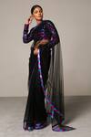 Buy_Siddartha Tytler_Black Net Saree With Velvet Blouse_at_Aza_Fashions