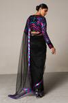 Shop_Siddartha Tytler_Black Net Saree With Velvet Blouse_at_Aza_Fashions