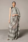 Buy_Siddartha Tytler_Silver Net Round Sequin Saree With Blouse _at_Aza_Fashions