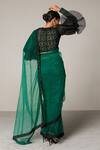Shop Siddartha Tytler Green Organza, Net Crystal And Crochet Work, Embellished Saree With Blouse at Aza Fashions Shop_Siddartha Tytler_Green Organza, Net Crystal And Crochet Work, Embellished Saree With Blouse _at_Aza_Fashions