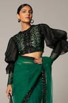 Siddartha Tytler Green Organza, Net Crystal And Crochet Work, Embellished Saree With Blouse Online at Aza Fashions Siddartha Tytler_Green Organza, Net Crystal And Crochet Work, Embellished Saree With Blouse _Online_at_Aza_Fashions