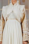 Siddartha Tytler_White Anarkali Chanderi Jacket Silk Taffeta And Set _Online_at_Aza_Fashions
