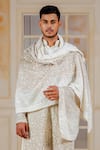 Siddartha Tytler_White Sequin Embellished Dupatta _Online_at_Aza_Fashions