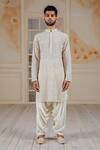 Buy_Siddartha Tytler_Beige Kurta Cotton Chanderi Pants Mushroom Silk And Dhoti Set_at_Aza_Fashions