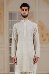 Siddartha Tytler_Beige Kurta Cotton Chanderi Pants Mushroom Silk And Dhoti Set_Online_at_Aza_Fashions