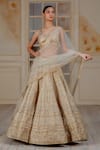 Buy_Siddartha Tytler_Beige Net, Taffeta U Neck Embroidered Bridal Lehenga Set _at_Aza_Fashions