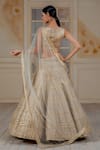 Shop_Siddartha Tytler_Beige Net, Taffeta U Neck Embroidered Bridal Lehenga Set _at_Aza_Fashions