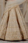 Siddartha Tytler_Beige Net, Taffeta U Neck Embroidered Bridal Lehenga Set _Online_at_Aza_Fashions