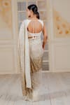 Shop_Siddartha Tytler_White Net Embroidery V Neck Saree With Blouse  _at_Aza_Fashions