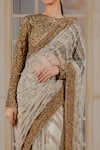 Siddartha Tytler_Beige Net Embroidery Round Saree With Blouse  _Online_at_Aza_Fashions