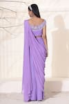 Shop_Seema Thukral_Purple Georgette And Chiffon Lining Satin Pleated Pant Saree With Blouse For Kids_at_Aza_Fashions