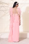 Shop_Seema Thukral_Pink Chiffon And Organza Lining Satin Embroidery Pre-draped Saree With Blouse _at_Aza_Fashions