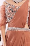 Seema Thukral_Brown Georgette Pre-draped Saree With Blouse _Online_at_Aza_Fashions