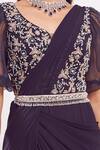 Seema Thukral_Blue Georgette Pre-draped Saree With Blouse _Online_at_Aza_Fashions