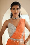 Seema Thukral_Orange Blouse Georgette Pre-draped Ruffle Saree With Choli _at_Aza_Fashions