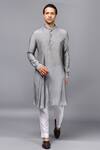 Buy_Seven_Grey Cotton Silk Draped Kurta Set _at_Aza_Fashions