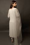 Shop_Jasmine Bains_Grey Kurta Cupro Georgette Churidaar Stretch Pintuck Angarkha And Pant Set _at_Aza_Fashions