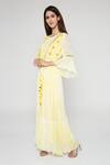 Buy_Bha Sha_Yellow Georgette, Silk Mirrors, Embroidery, Steffi Hand Jacket With Kurta Set _Online_at_Aza_Fashions
