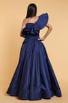 Shop_Siddartha Tytler_Blue Parachute Solid One Shoulder Structured Corset _at_Aza_Fashions