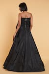 Shop_Siddartha Tytler_Black Parachute Embroidered One Shoulder Mesh Bow Corset Gown  _at_Aza_Fashions