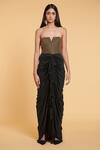 Buy_Siddartha Tytler_Black Spandex Grecian Draped Gown_at_Aza_Fashions