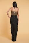 Shop_Siddartha Tytler_Black Spandex Grecian Draped Gown_at_Aza_Fashions