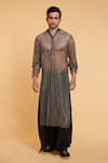 Buy_Siddartha Tytler_Grey Kurta Crystal Mesh Set  _at_Aza_Fashions