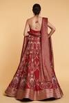 Shop_Siddartha Tytler_Red Thread Work, Crystals, Aari, Floral Jaal Embroidered Bridal Lehenga Set_at_Aza_Fashions