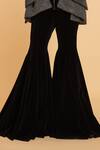 Siddartha Tytler_Black Velvet Bell Bottom Pant _Online_at_Aza_Fashions