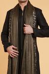 Siddartha Tytler_Black Matka Silk Sherwani And Striped Pant Set_Online_at_Aza_Fashions