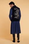 Shop_Siddartha Tytler_Black Kurta And Churidar Blended Linen, Waistcoat Velvet Embroidered With Set _at_Aza_Fashions