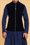 Siddartha Tytler_Black Kurta And Churidar Blended Linen, Waistcoat Velvet Embroidered With Set _Online_at_Aza_Fashions