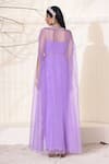 Shop_Seema Thukral_Purple Georgette And Organza Lining Satin Embroidery Glass Cape & Skirt Set For Kids_at_Aza_Fashions