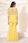 Shop_Seema Thukral_Yellow Georgette, Organza And Crepe Lining Satin Embroidered Kurta & Sharara Set_at_Aza_Fashions